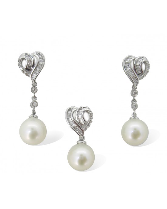 Pearl & Diamonds Pendant Set