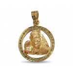 Auspicious Sri Sai Baba pendant in 14k gold with diamonds