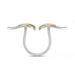 Myra Delicate diamond double finger Leaf ring in gold