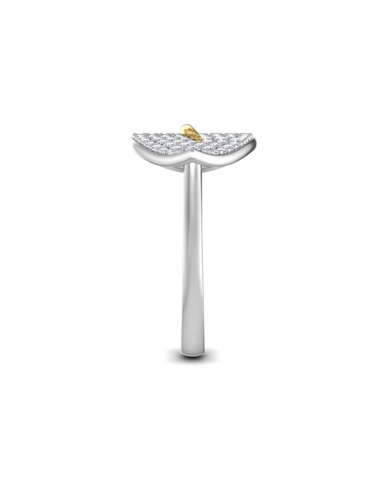 Myra Delicate diamond double finger Leaf ring in gold