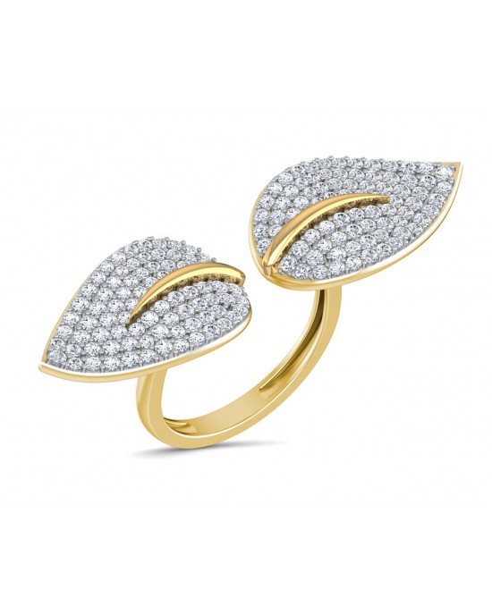 Geode Delight Gold Plated Kundan Double Finger Ring For Women - EASYCART