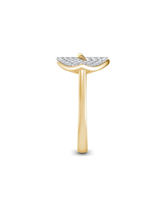 Myra Delicate diamond double finger Leaf ring in gold