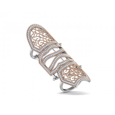 Rany diamond full finger ring in gold with movable parts