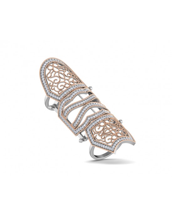 Rany diamond full finger ring in gold with movable parts