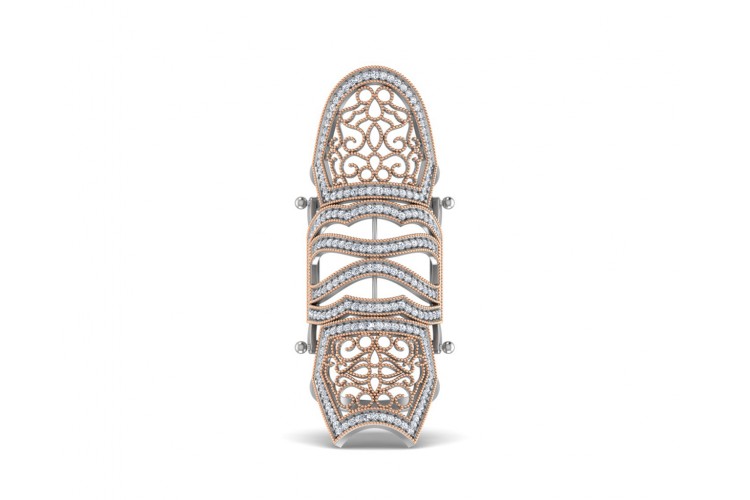 Rany diamond full finger ring in gold with movable parts