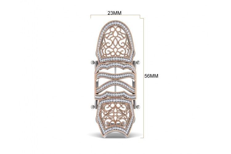 Rany diamond full finger ring in gold with movable parts