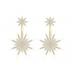 Paige Designer Star earrings front & suspended from lobe in 18k gold with diamonds