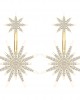 Paige Designer Star earrings front & suspended from lobe in 18k gold with diamonds