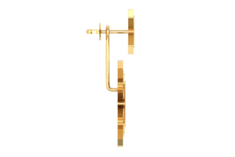 Paige Designer Star earrings front & suspended from lobe in 18k gold with diamonds
