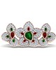 Remy Double finger Ring in Gold with diamonds, ruby & emerald