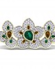 Remy Double finger Ring in Gold with diamonds, ruby & emerald