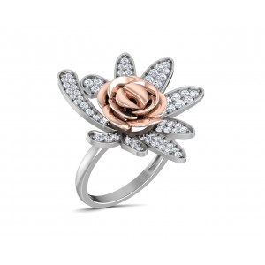 Seba Floral diamond ring in two tone 18k gold