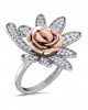 Seba Floral diamond ring in two tone 18k gold