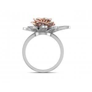 Seba Floral diamond ring in two tone 18k gold