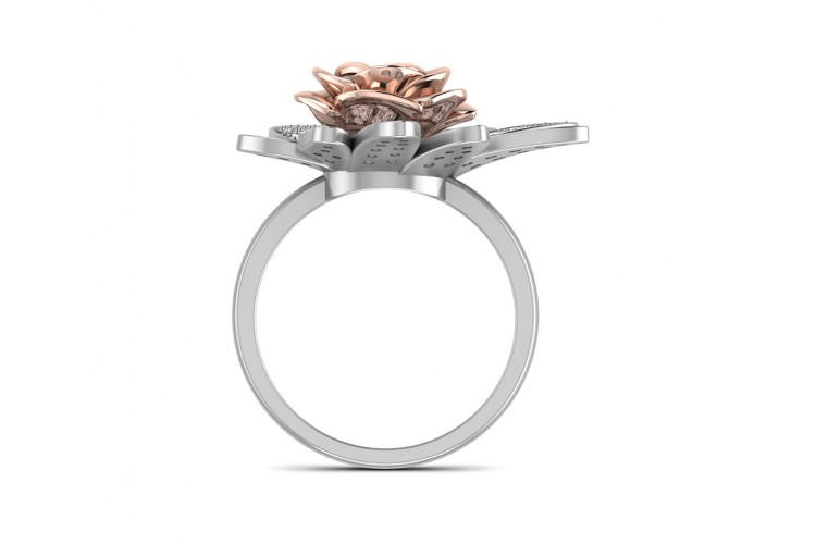 Seba Floral diamond ring in two tone 18k gold