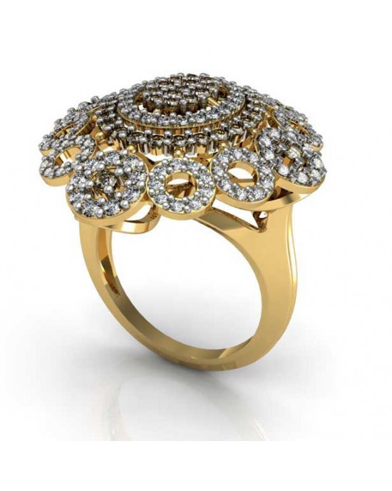 Gemzlane Gold plated Kundan meenakari Adjustable Cocktail Ring | Gemzlane