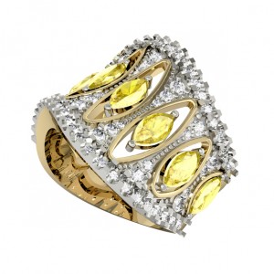 Elegant yellow sapphires & diamond Cocktail Band