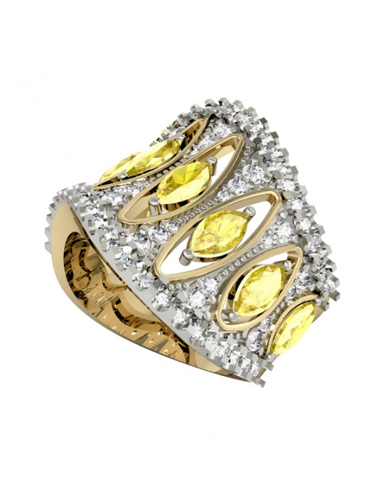 Elegant yellow sapphires & diamond Cocktail Band