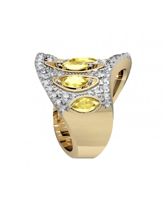 Elegant yellow sapphires & diamond Cocktail Band