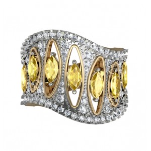 Elegant yellow sapphires & diamond Cocktail Band