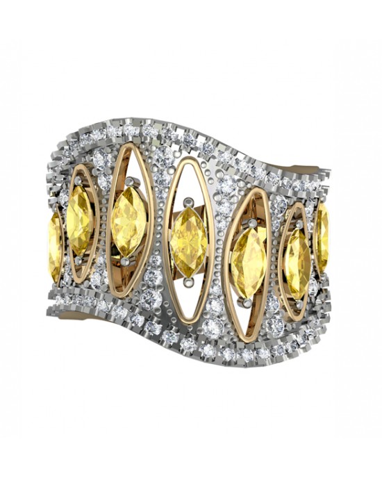 Elegant yellow sapphires & diamond Cocktail Band