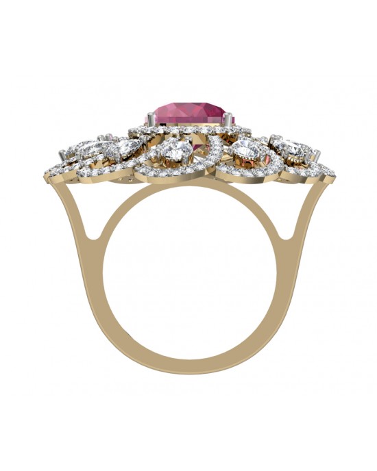 Enticing Ruby Diamond Cocktail Ring