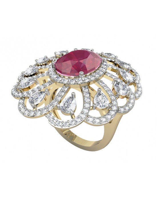 Enticing Ruby Diamond Cocktail Ring