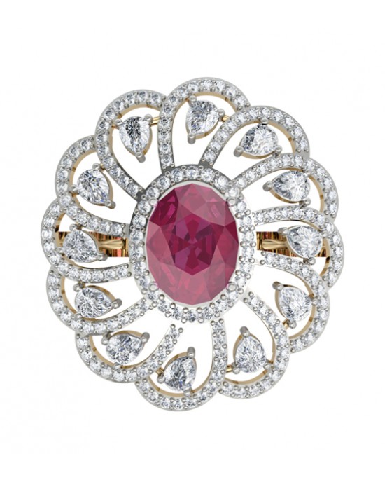 Enticing Ruby Diamond Cocktail Ring