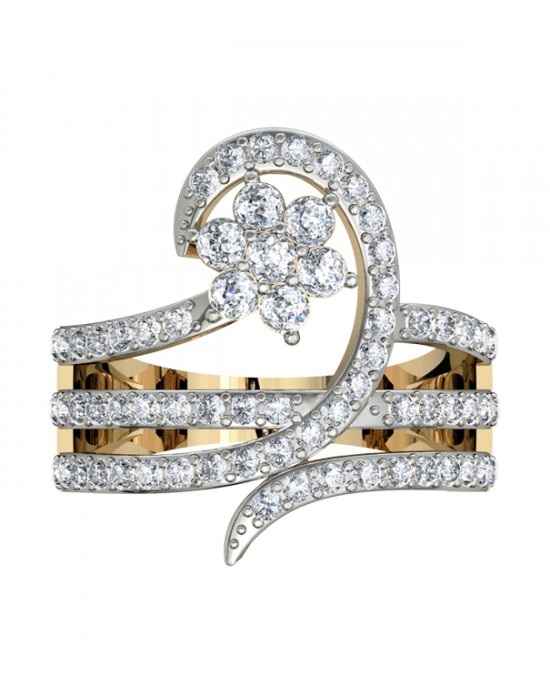 Glitzy cocktail ring with diamonds