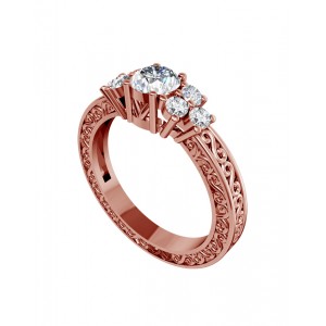 Intricate Solitaire Diamond Ring