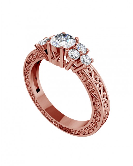 Intricate Solitaire Diamond Ring