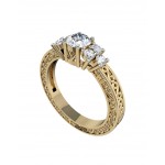 Intricate Solitaire Diamond Ring