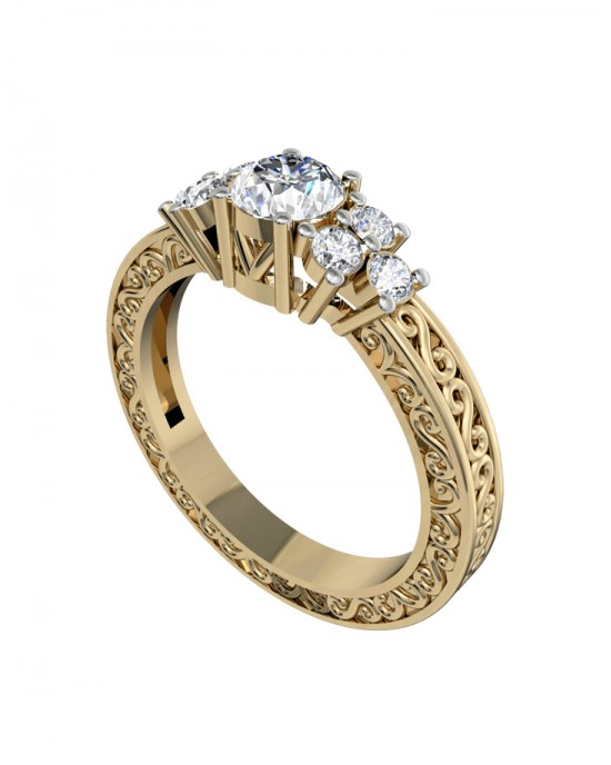 Intricate Solitaire Diamond Ring