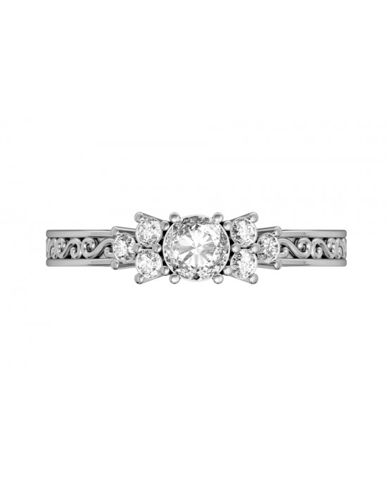 Intricate Solitaire Diamond Ring