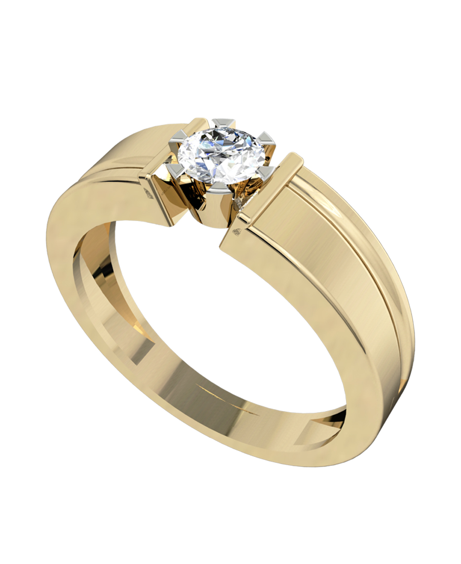 Men's 1ct Simulated Diamond 10kt Solid Yellow Gold Solitaire Ring | eBay