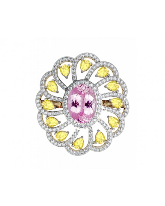 Ethereal Kunzite & Yellow sapphire cocktail ring