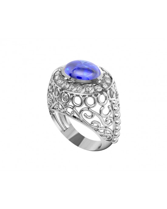 Victoria Blue Sapphire & Diamond Ring