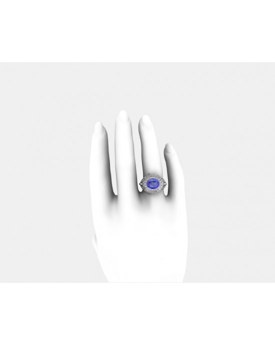 Victoria Blue Sapphire & Diamond Ring