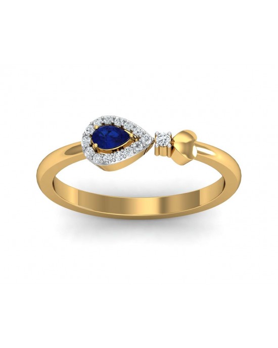 Buy Anchita Sapphire Ring in 14k hallmarked gold and studded with a Pear Shape Natural Sapphire and Diamonds