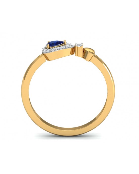 Buy Anchita Sapphire Ring in 14k hallmarked gold and studded with a Pear Shape Natural Sapphire and Diamonds