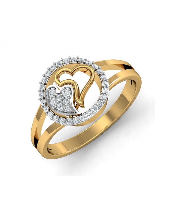 Samra Diamond Hearts Gold Ring