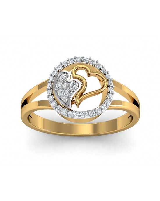 Samra Diamond Hearts Gold Ring