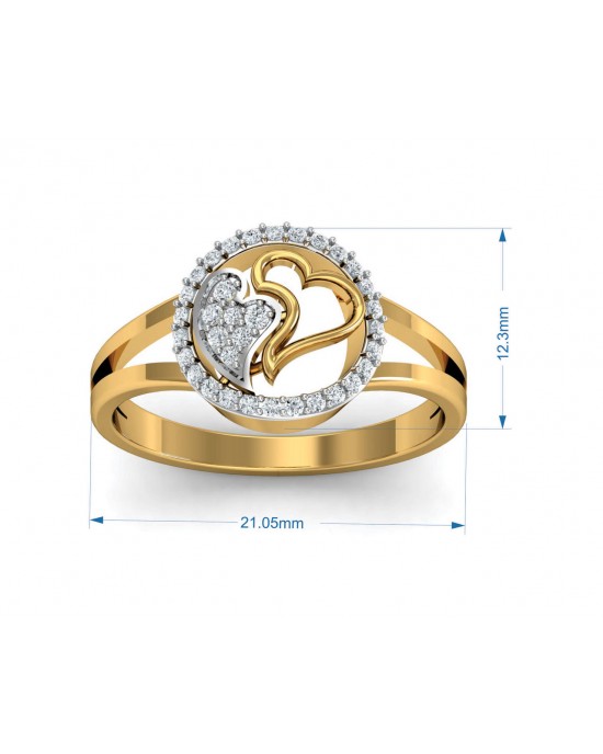 Samra Diamond Hearts Gold Ring