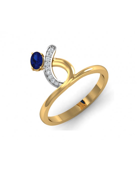 Rami Blue Sapphire & Diamond Ring in Gold