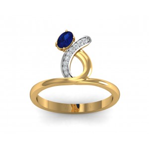 Rami Blue Sapphire & Diamond Ring in Gold