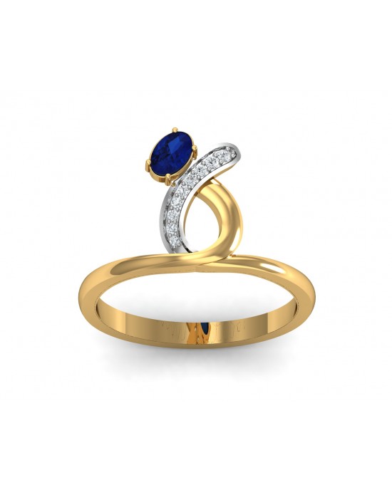 Rami Blue Sapphire & Diamond Ring in Gold