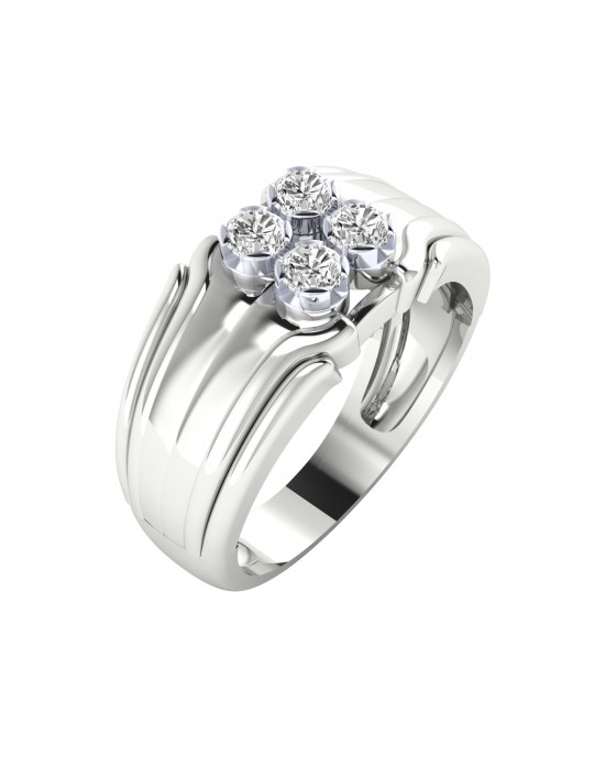 14 Karat White Gold 1 1/4 Ctw Lab Grown Oval With Pear Side Stones Diamond  Engagement Ring