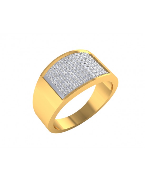 1930s Engraved Side Two Tone Mens Diamond Ring
