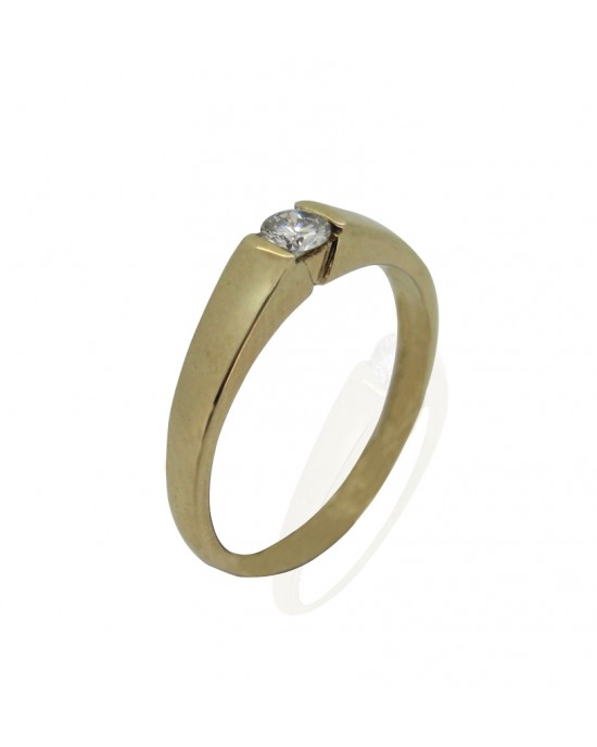 Gold Ring with Single Diamond