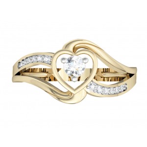 Romantic Solitaire Diamond Heart Ring